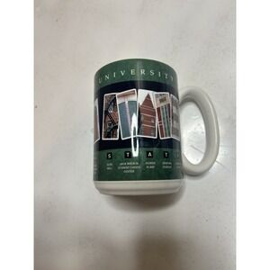 🌲 Michigan State MSU Coffee Mug Spartans Buildings Green And White
